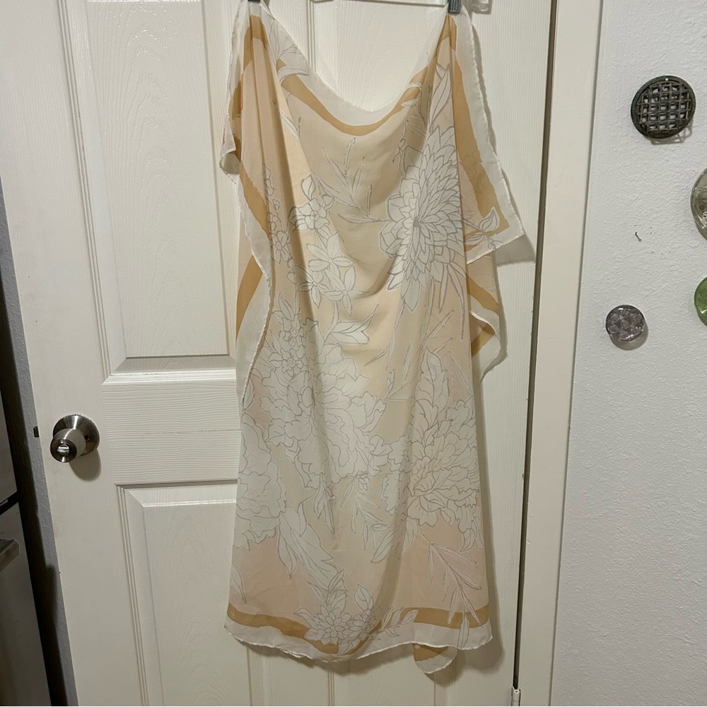 Chiffon scarf blush pink beige white floral silk target sheer vintage flowers